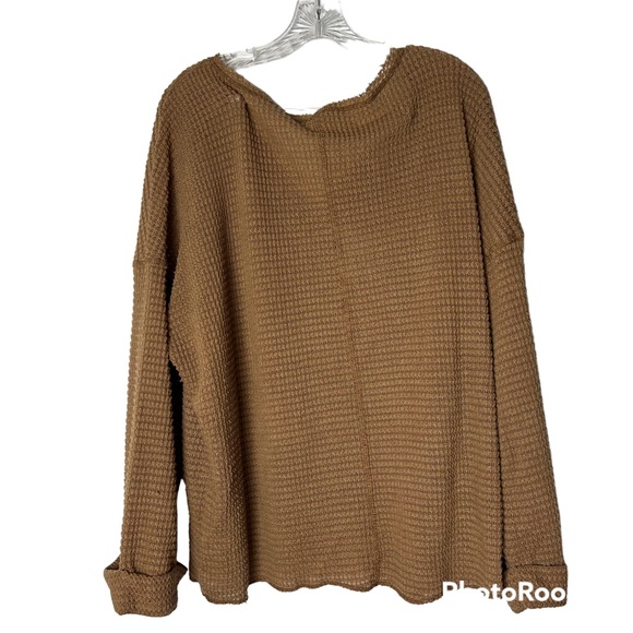 JODIFL Walnut Brown Waffle Knit Long Sleeve Top - Picture 9 of 10